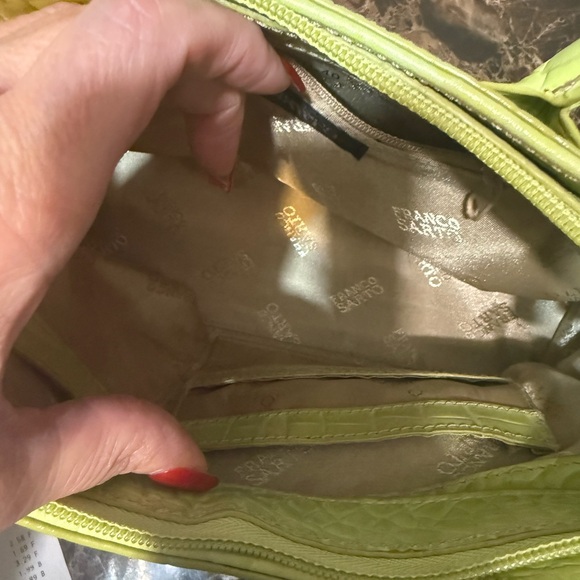 💚 Franco Sarto Lime Green Croc Embossed Leather Satchel Handbag - Picture 6 of 10